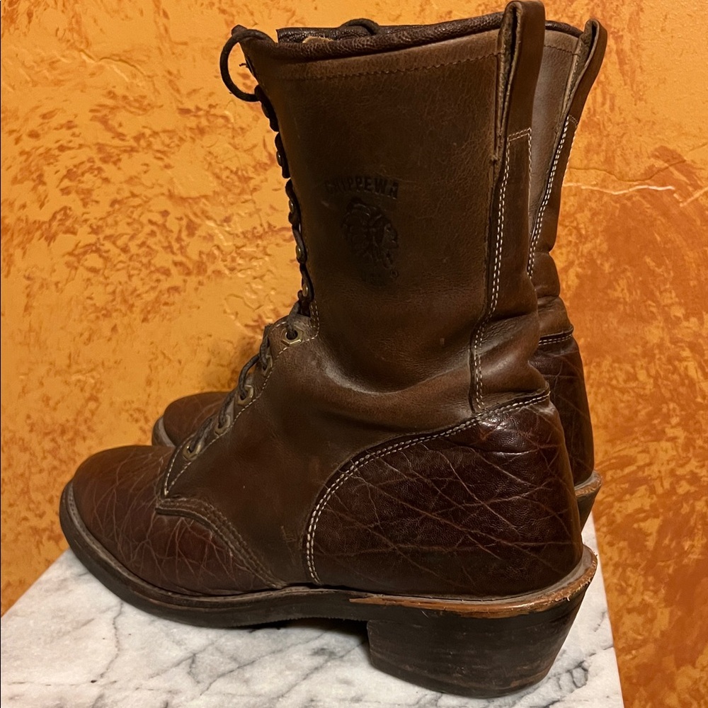 Chippewa Dark Brown Lace-Up Leather Work Boots - Picture 6 of 16